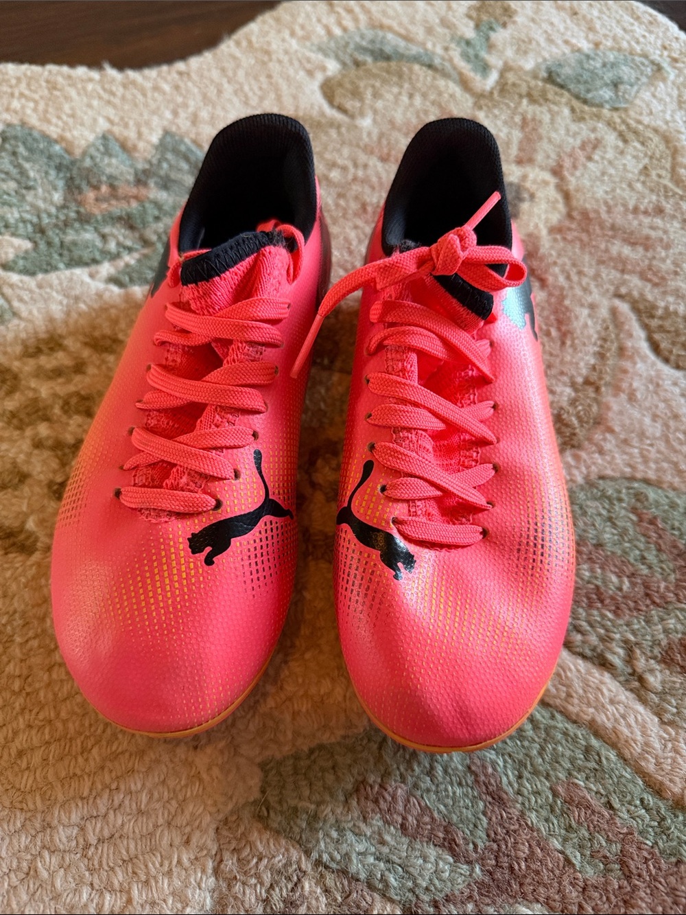 Puma Kids Hot Pink Soccer Cleats with Black Logo